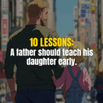 A father and daughter walking together down the street