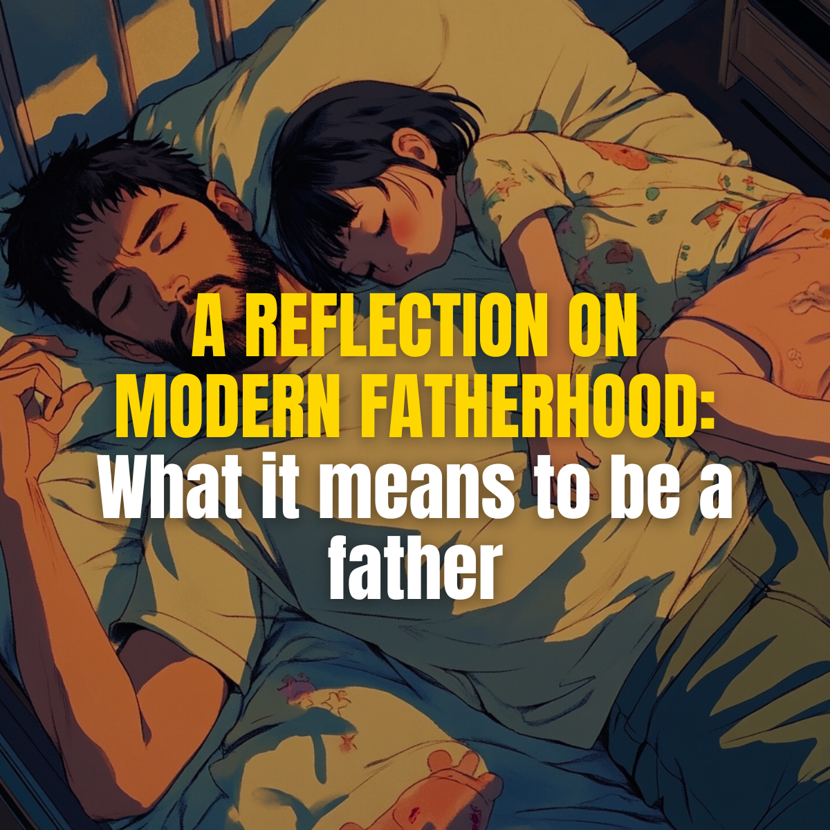 Modern fatherhood a father sleeping in his young daughters bed